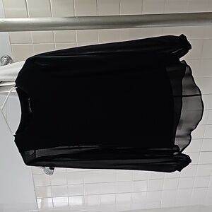 Zara Women's Collection Black long Sleeve Formal Top with Sheer top layer